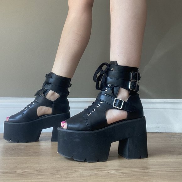 Killstar Open Toe Platform Boots - Picture 1 of 5